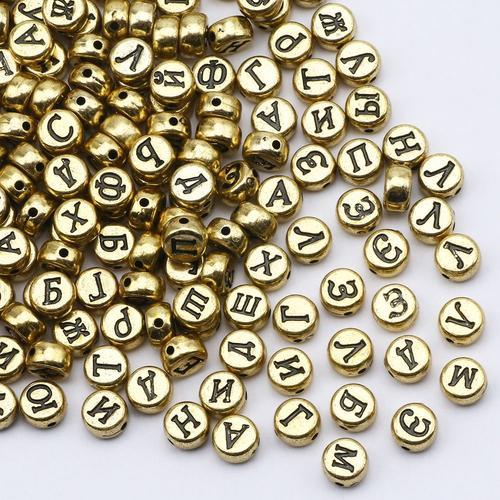 Perles En Acrylique Avec Lettres Russes Noires,4x7mm,Rondes Et Plat... on Productcaster.