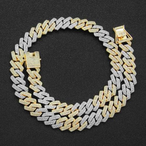 Iced Out Square Miami Cuban Link Jonecklace Pour Hommes Et Femmes,M... on Productcaster.