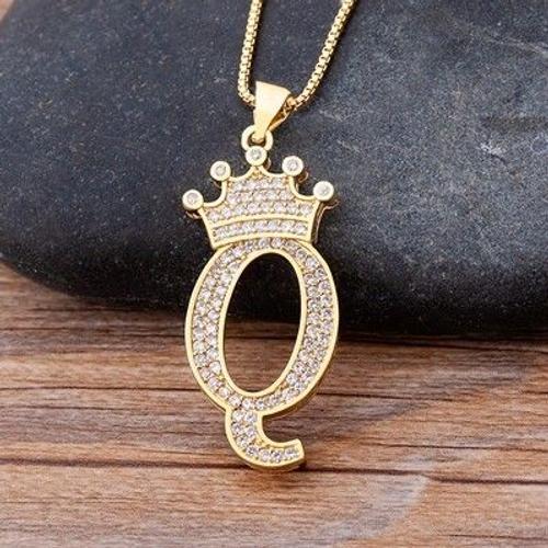 Collier Avec Pendentif En Forme De Couronne En Zircon,26 Lettres,In... on Productcaster.