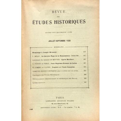 Revue Des Etudes Historiques 148, Hommage À Joseph Michaud, Le Dern... on Productcaster.