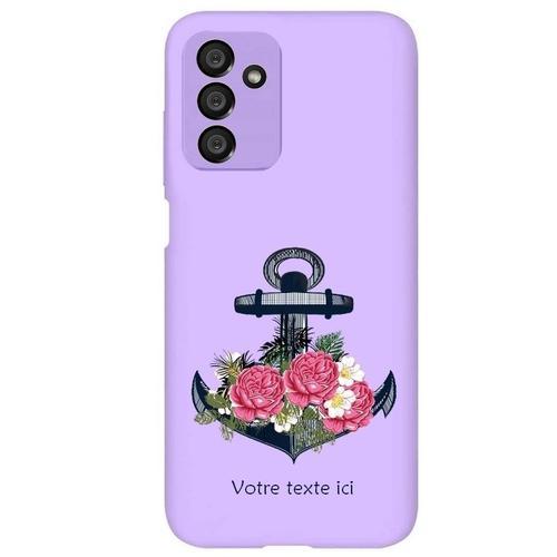 Coque Violet Galaxy A14 4g Et 5g Ancre Marine Et Fleurs on Productcaster.