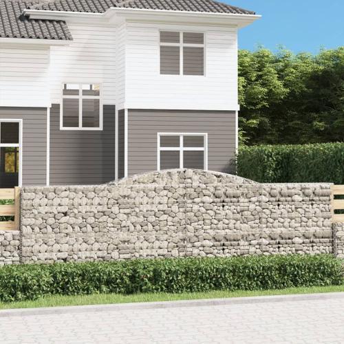 Vidaxl Paniers À Gabions Arqués 2 Pcs 400x30x120/140 Cm Fer Galvanisé on Productcaster.