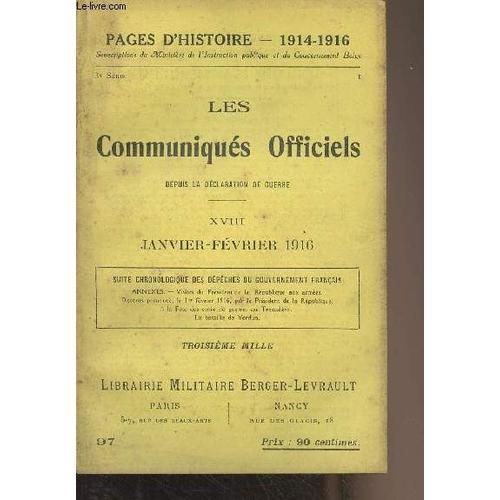 Pages D Histoire - 1914-1916 - 3e Série - N°97 - Les Communiqués Of... on Productcaster.