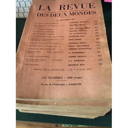 La Revue Des Deux Mondes N° 14 A 24 / 15 Juillet 1956 A 15 Décembre... on Productcaster.