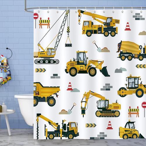 Rideau De Douche Enfants Tracteur Rideau De Bain Tissu Polyester An... on Productcaster.