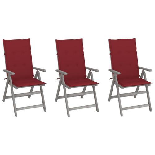 Chaises Inclinables De Jardin 3 Pcs Avec Coussins Bois D'acacia Vid... on Productcaster.