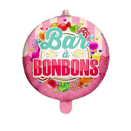 BALLON ALUMINIUM ROND BAR À BONBONS 45CM ROSE on Productcaster.