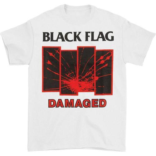 Black Flag Damaged White T-Shirt on Productcaster.