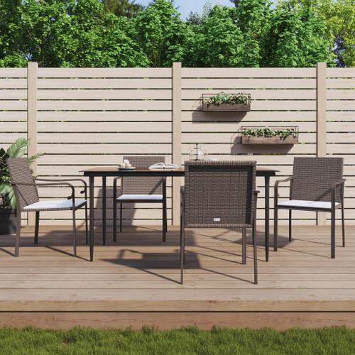 Vidaxl Chaises De Jardin Et Coussins Lot De 4 Marron 56x59x84 Cm Ro... on Productcaster.