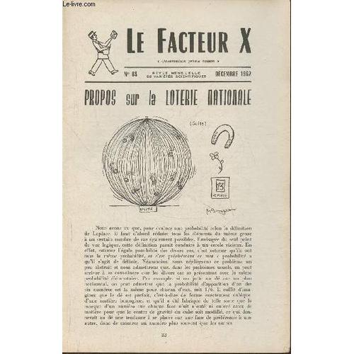 Le Facteur X N°84- Décembre 1962- Propos Sur La Loterie Nationale on Productcaster.