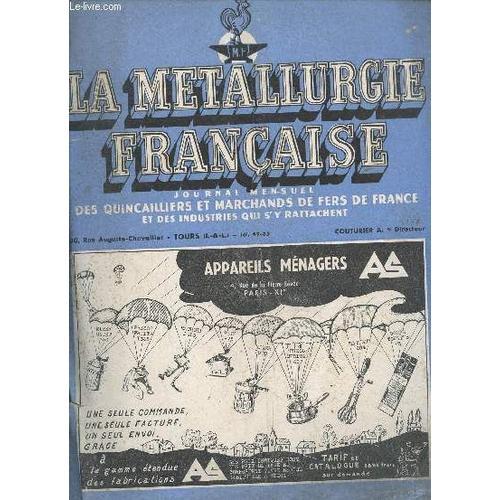 La Metallurgie Francaise N°446 Avril 1954 - Les Cuvettes Francaises... on Productcaster.