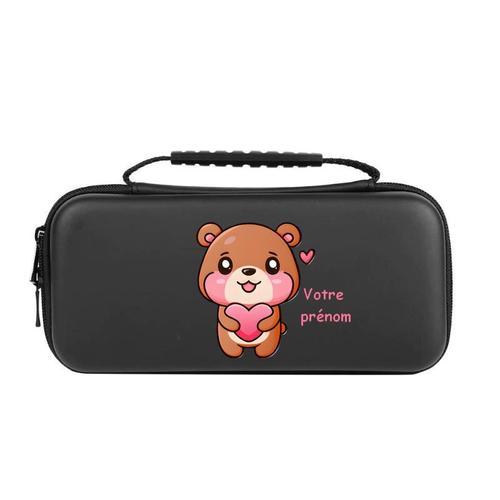 Etui Pochette Switch Lite Noir Ourson Panda Coeur Personnalisee on Productcaster.