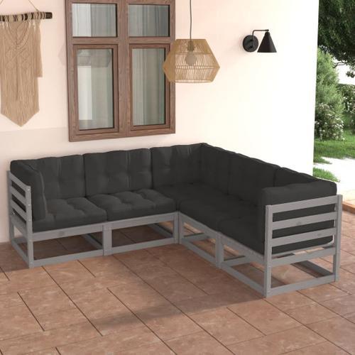 Vidaxl Salon De Jardin 5 Pcs Avec Coussins Bois De Pin Massif on Productcaster.