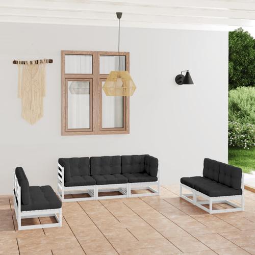 Vidaxl Salon De Jardin 7 Pcs Avec Coussins Bois De Pin Massif on Productcaster.