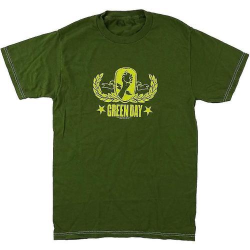 Green Day Gold Crest Stitched T-Shirt on Productcaster.