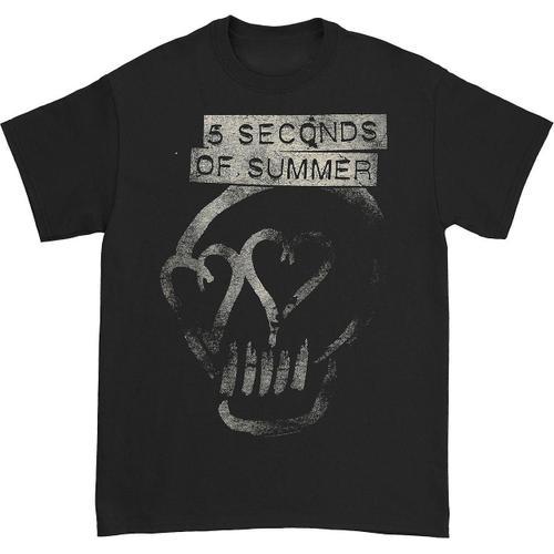 5 Seconds Of Summer Heart Skull Silver T-Shirt on Productcaster.