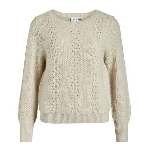 Pull En Maille Écru Femme Blanc Vila Glitter on Productcaster.