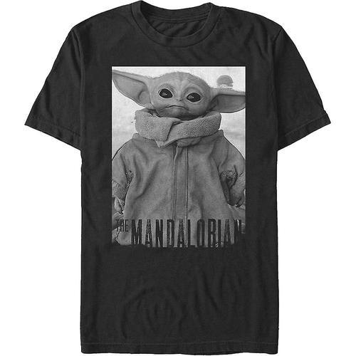 Star Wars The Mandalorian The Child Black And White Portrait T-Shirt on Productcaster.