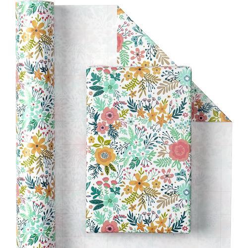 Rouleau De Papier Cadeau - Beau Motif Floral Pour Anniversaire, Fêt... on Productcaster.