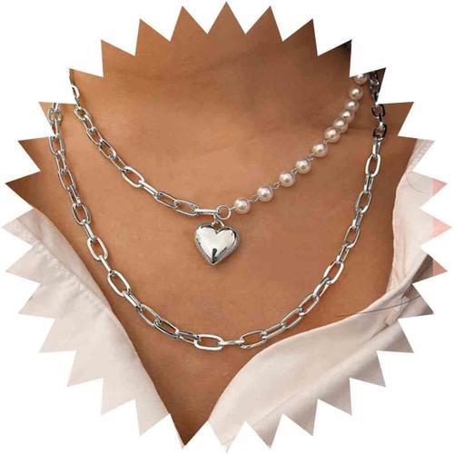 Boho Layered Pearl Choker Collier Chaîne Vintage Argent Pendentif C... on Productcaster.