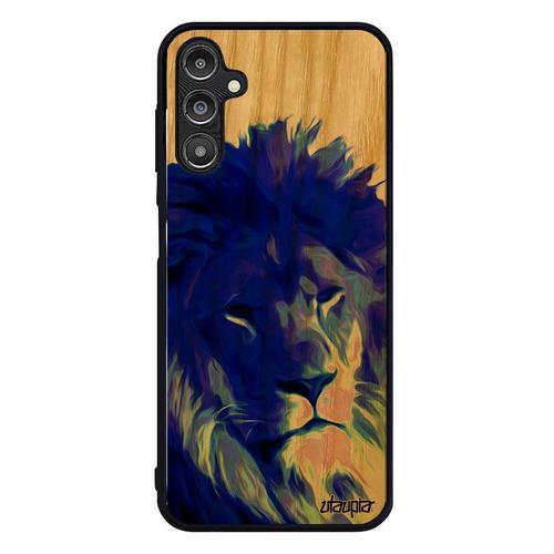 Coque A14 4g 5g En Bois Et Silicone Lion Bleu 4g Design Animaux Roi... on Productcaster.