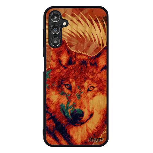 Coque Samsung A14 4g 5g Bois Naturel Silicone Loup Orange Antichoc ... on Productcaster.