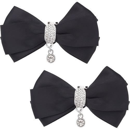 2pcs Clips De Chaussures À Arc (90x50mm Noir) Bowknot Charmes De Ch... on Productcaster.