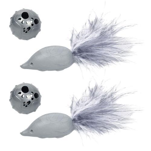 4pcs Jouets De Souris En Plumes De Chats Dr?Les Et Boules De Cloche... on Productcaster.