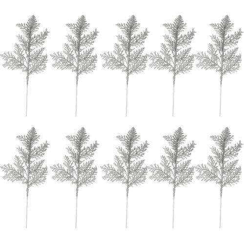 10 Pièces Feuilles De Noël À Paillettes Artificielles, Branches D'A... on Productcaster.