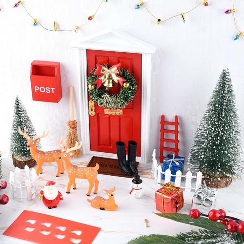 26Pcs Accessoires Lutin Noël Rouge Fée Porte Mini Arbres Noël Père ... on Productcaster.