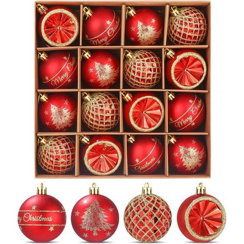 Boule De Noel Rouge,Décoration Sapin De Noel,16Pcs Boule D'Arbre De... on Productcaster.