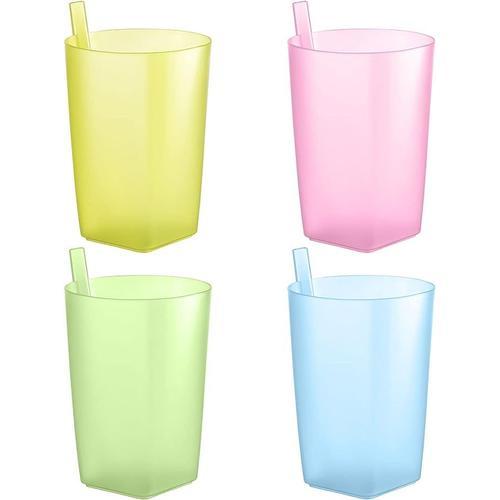 Tasse étanche 4pcs avec pailles de différentes couleurs - plastique... on Productcaster.