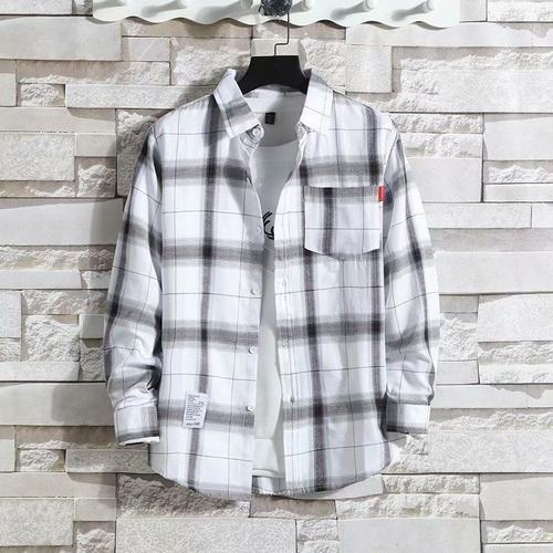 Chemise A Carreaux Hommes A Manches Longues Style Coréen Ample A La... on Productcaster.