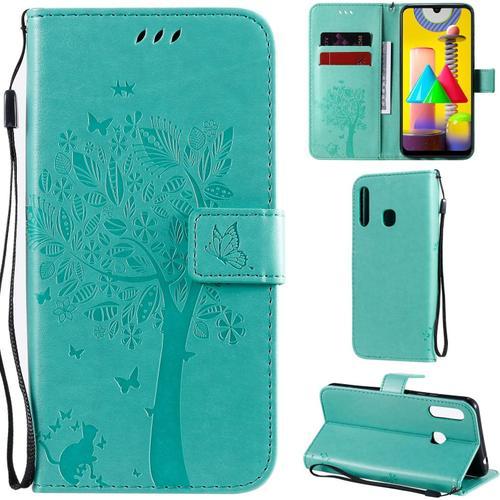 Samsung Galaxy A70e Coque Motif Arbre Chat Pu Cuir Flip Housse Étui... on Productcaster.