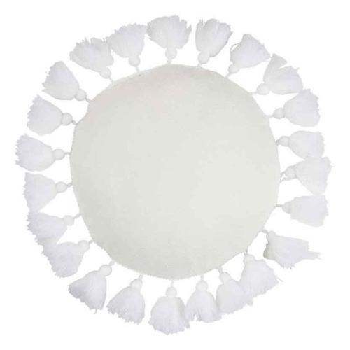 Paris Prix - Coussin Rond Déco "Floches" 45cm Blanc on Productcaster.