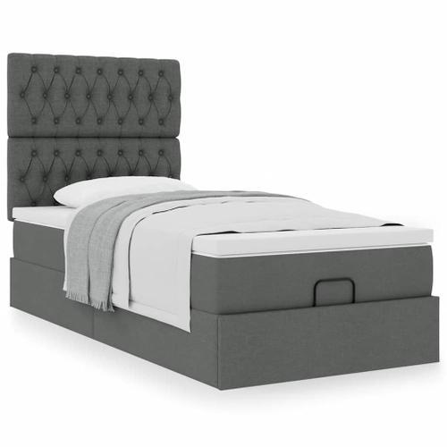 Vidaxl Cadre De Lit Ottoman Avec Matelas Gris Foncé 80x200 Cm Tissu on Productcaster.