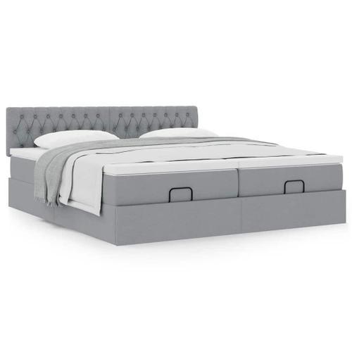 Vidaxl Cadre De Lit Ottoman Et Matelas Gris Clair 160x200cm Tissu on Productcaster.