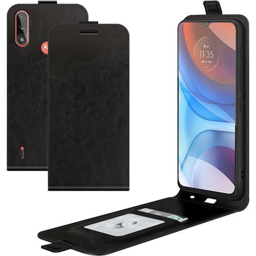 Moto E7 Power Coque Noir Mince À Ouverture Verticale Etui En Cuir P... on Productcaster.