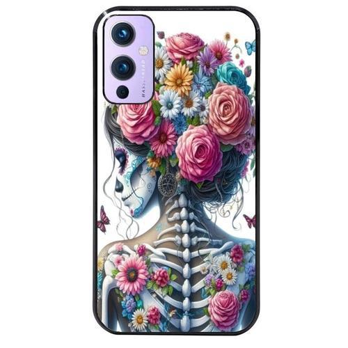 Coque Noire Pour Oneplus 9 Tete De Mort Calavera Papillon on Productcaster.