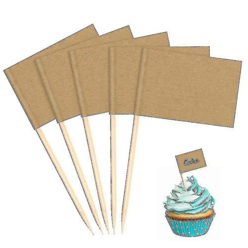 100pcs Blank Toothpick Flags Kraft Paper Food Labels (3.5 * 2.5cm) ... on Productcaster.