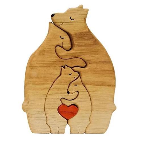 Ours en bois famille Statue famille Art Puzzle bureau ornement fami... on Productcaster.