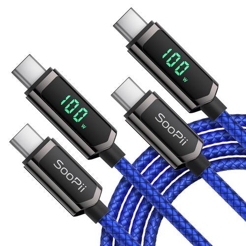 Câble USB C vers USB C 100W, (1.2m 2Pack) Type C Nylon Tressé Câble... on Productcaster.