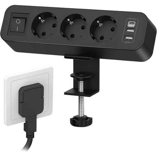 Multiprise De Table Avec Usb C, 3 Prises, Fiche Plate Avec Interrup... on Productcaster.