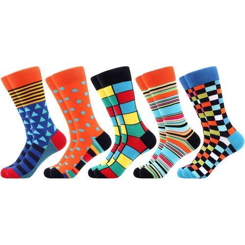 5 Paires Homme Colorées Chaussettes En Coton Motif Drôle Multicolores on Productcaster.