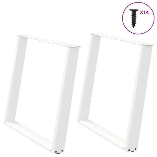 Vidaxl Pieds De Table À Manger Forme De U 2 Pcs Blanc 100x(72-73) Cm on Productcaster.