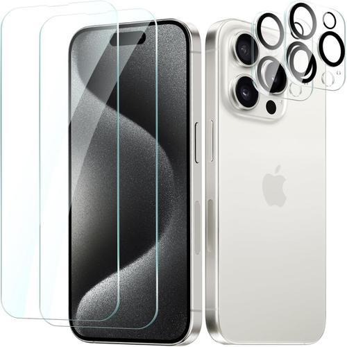 2 Pièces Protection Écran Verre Trempé Pour Iphone 15 Pro Max Avec ... on Productcaster.