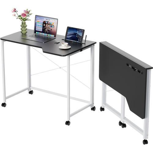 90x56x75cm Table De Bureau Pliante Avec Roulante Verrouillable, Bur... on Productcaster.