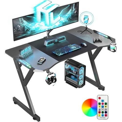 Led Bureau Gaming 120 X 60 Cm, Bureau Informatique Ergonomique Avec... on Productcaster.