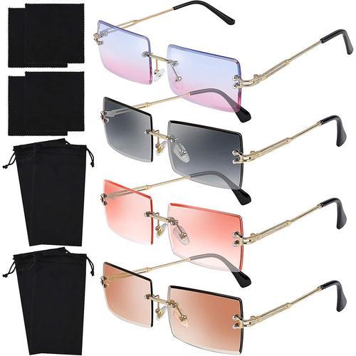 Pi¿¿Ces Lunettes De Soleil Rectangulaires Sans Monture Teint¿¿Es Lu... on Productcaster.