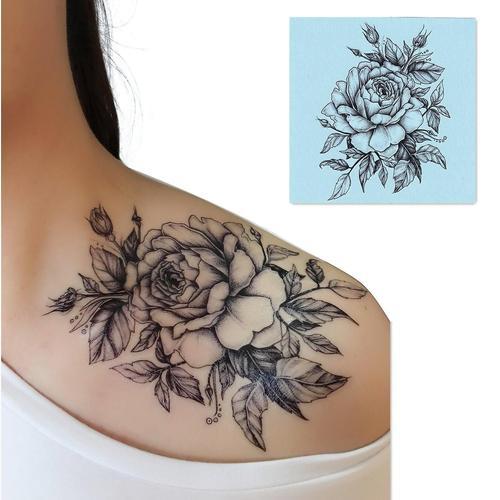 Dalin 4 Feuilles Tatouages Temporaires Pour Hommes Femmes Fleurs Co... on Productcaster.